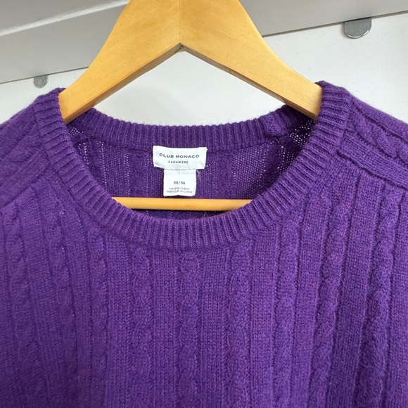 Club Monaco 100% cashmere Purple Cable Knit Sweater - Picture 2 of 5